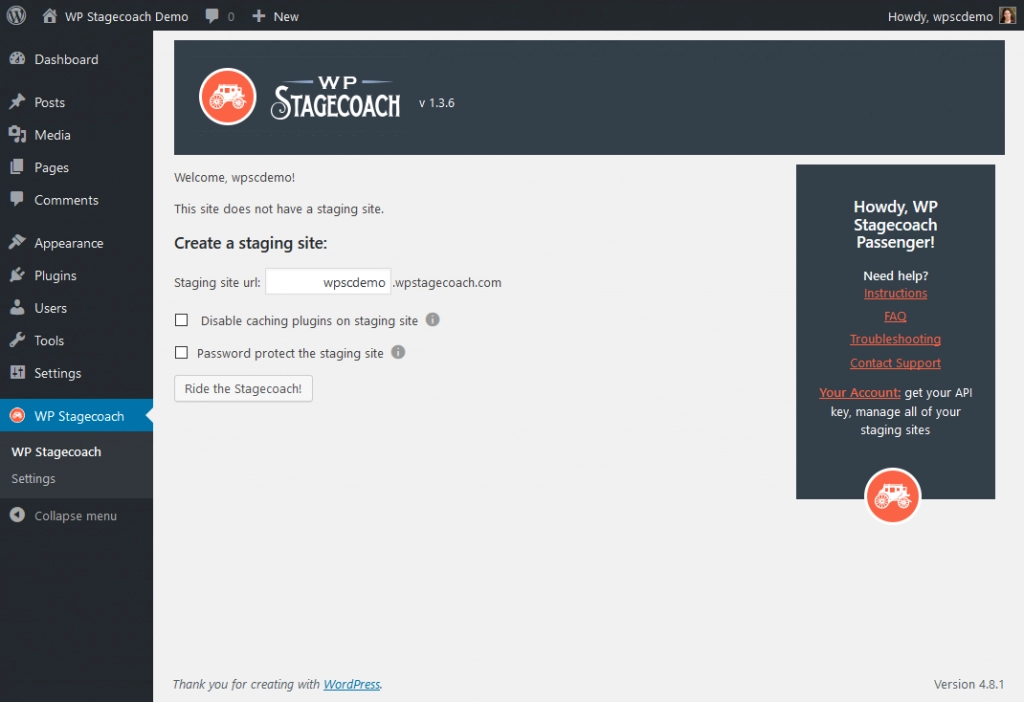 WP Stagecoach lets you create a staging copy of your WordPress site and merge your changes back to your live site. Never develop on a live site again! Key features: * Create a staging copy of your live site with one click. * Copy changes from your staging site back…