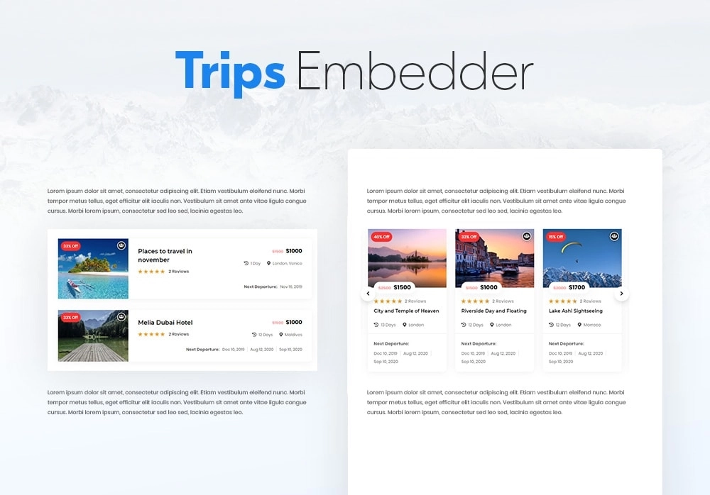 Trips Embedder lets you quickly add/embed selected trips in between your blog posts and website pages’ content area