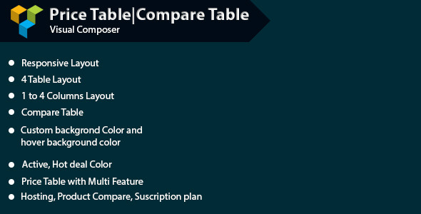 Price Table | Compare Table 1 to 4 columns Layout Responsive Layout Feature price table 4 standers Price table Hot Product Color Change Subscription Plan table