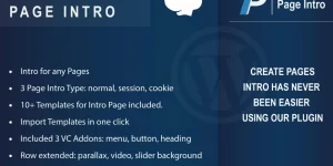 Welcome to WPBakery Page Intro. With this awesome plugin you can build one or more intro pages for wordpress using WPBakery. List Features:. 12 PAGE INTRO DEMOS IMPORT DEMO IN ONE CLICK 3 INTRO PAGE TYPES: Normal – Session – Cookie. You can choose your favorite intro page types. EXTENDED…