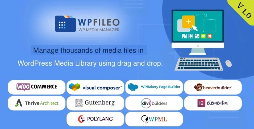 WPFileo Pro is a powerful WordPress media library plugin to organize WordPress media library files such as text