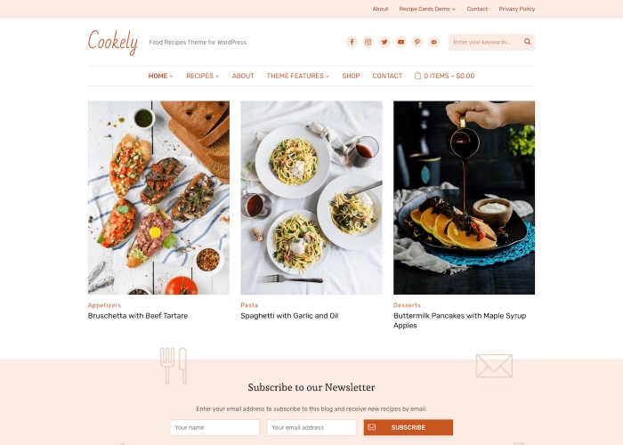 Cookely is the next-level WordPress theme for your food blog. Simple