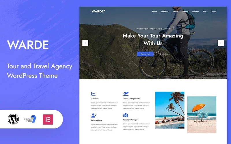 Warde is a travel and tour WordPress theme built for digital agencies who want to get their business up in the first place. Warde is a Tour and Travel WordPress Theme for anyone looking to create a website for their tour agency