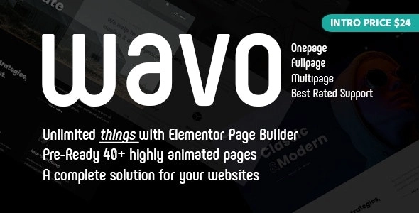 Wavo is a clean Multipurpose Elementor Page Builder gpl based Easy to Use / Simple Creative Agency  Portfolio Theme for creative agency