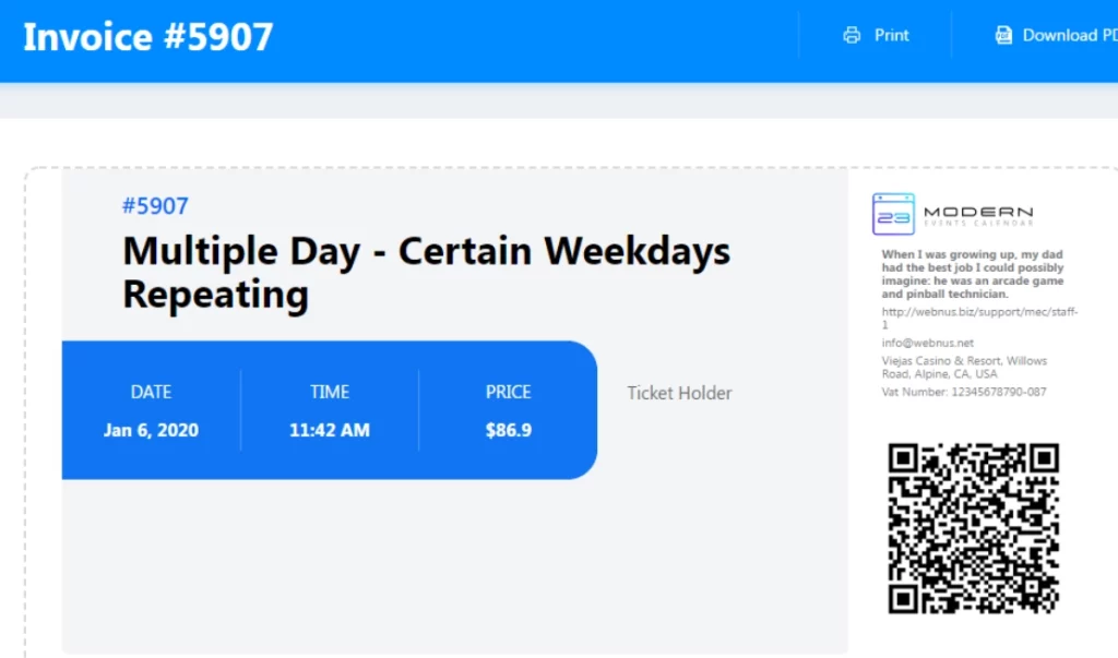 You can easily sell your events on your website using the Ticket  Invoice addon. this addon allows you to manage your attendees’ check-in