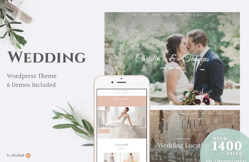 With this Wedding WordPress Theme you can create a website for any business related to wedding