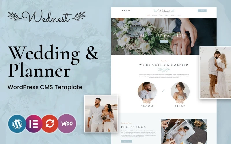 Wednest is a minimal WordPress responsive theme with over 100 features and excellent conversion rates. It includes wedding stores