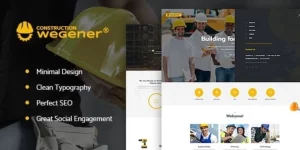 Wegener is a modern  responsive Construction  Engineering WordPress Theme. It is the perfect solution for construction business and engineering projects. If youre planning to build a website for local handyman firm