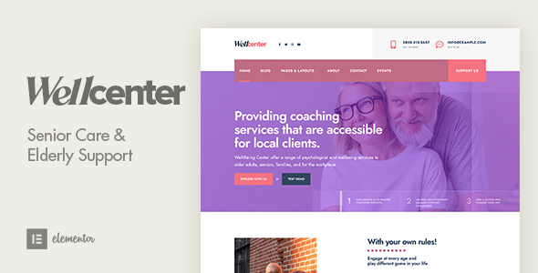 Discover WellCenter Senior Care Support WordPress Theme. Perfect for nursing homes