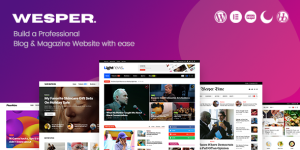 The Wesper - WordPress Theme for Blogs  Magazines is an all-in-one customizable solution for your blogging or online magazine needs. Tailored for WordPress enthusiasts