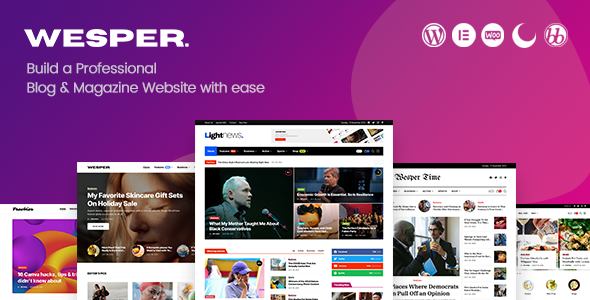 The Wesper - WordPress Theme for Blogs  Magazines is an all-in-one customizable solution for your blogging or online magazine needs. Tailored for WordPress enthusiasts