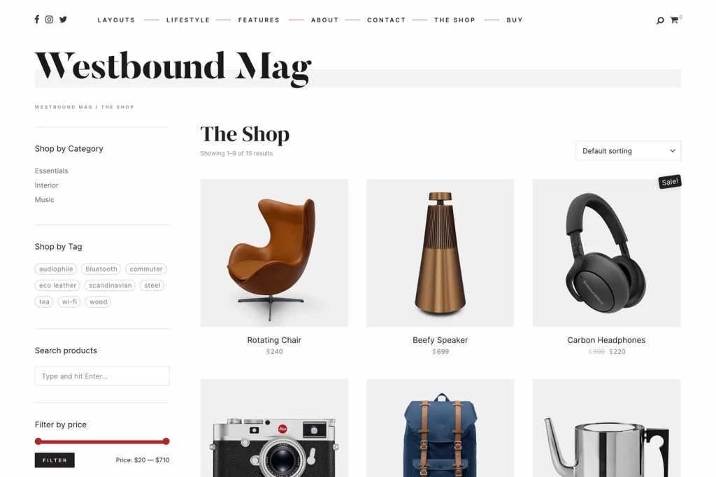 Discover Westbound - a minimalist WordPress blog and WooCommerce theme. Enjoy refined designs inspired by Bauhaus