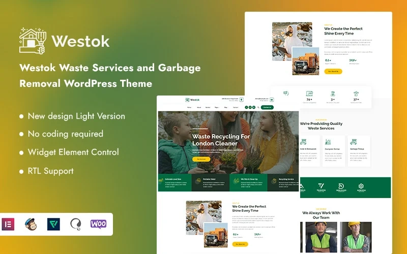 Westok is a Waste Services and Garbage Removal WordPress theme. You can create anything new design the website