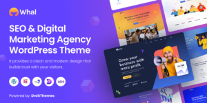 Whal is a great WordPress tool for building digital marketing agency websites. Using Whal you can showcase various range of your digital marketing services like search engine optimization (SEO)