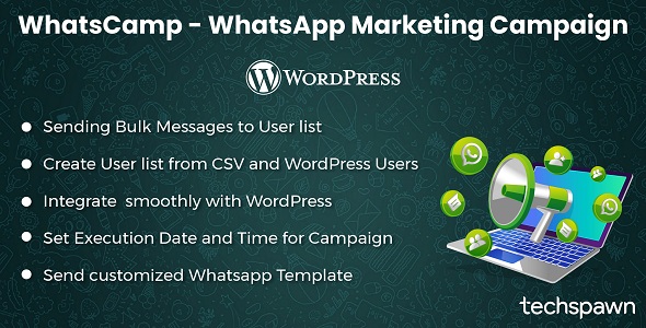 Hey WordPress fanatics! Looking to supercharge your marketing game? Let's dive into "WhatsCamp - WhatsApp Marketing Campaign for WordPress" – the ultimate tool for leveraging WhatsApp to its full potential. This plugin is designed to seamlessly integrate WhatsApp marketing directly into your WordPress website