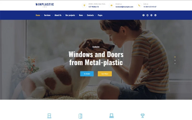 Are you looking for a modern and affordable WordPress theme for windows and doors installation and replacement company? Check out Winplastic - responsive and fast template for plastic windows installation and manufacturing company. This is a clean