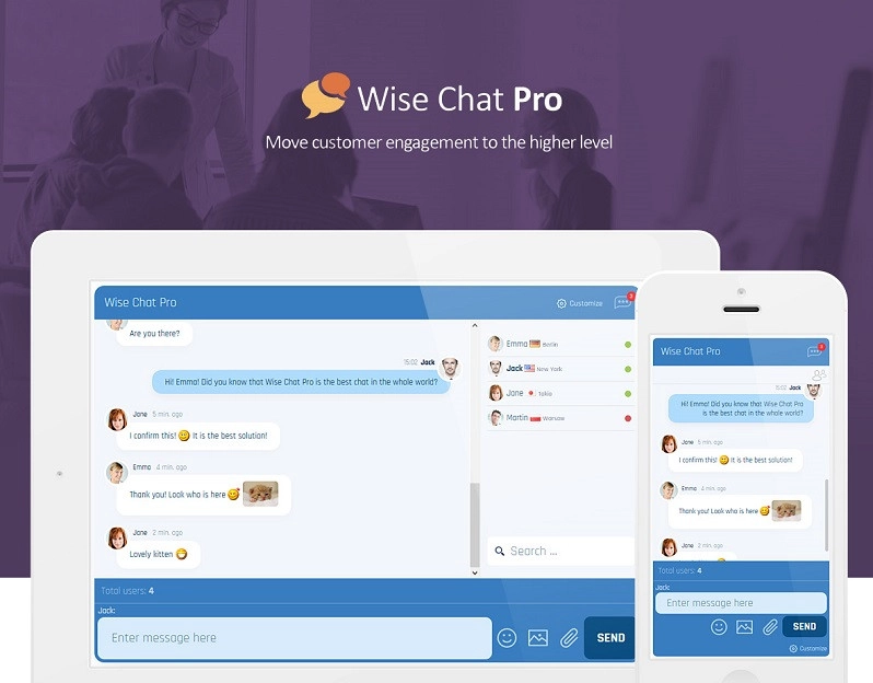 Wise Chat Pro is an advanced and highly popular chat plugin for WordPress. It requires no additional server