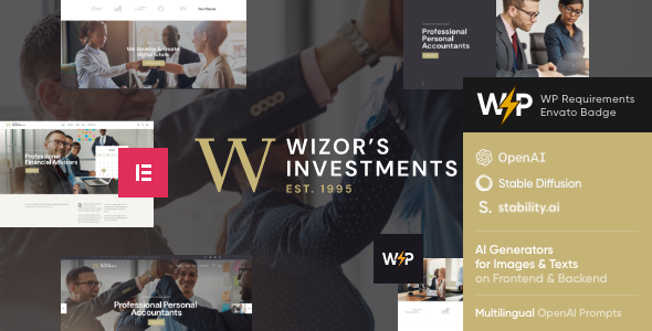 Unlock the potential of your business with Wizor's WordPress theme. Perfect for consultants and investment firms