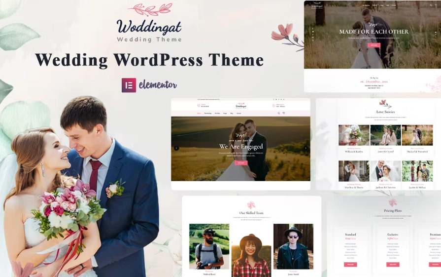 Woddingat - Wedding WordPress Theme Woddingat is as awesome as a wedding WordPress theme should be and some more. We created this wedding and wedding photography WordPress theme with close consultation with fashion experts