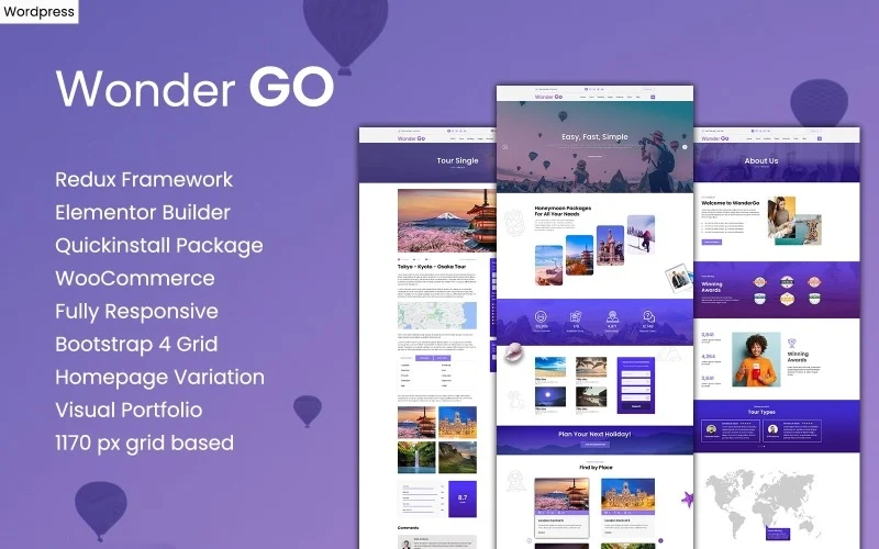 Wonder GO is a modern WordPress theme suitable for the traveling niche (travelers