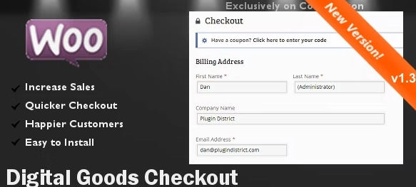 Digital Download Goods Checkout for WooCommerce Plugin helps to remove unnecessary fields from the checkout page and make the process smooth and easy for customers.