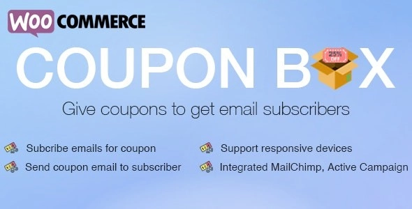 WooCommerce Coupon Box is a WooCommerce extension which helps you collect emails from your visitor. Don’t waste your traffic