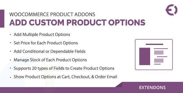 WooComerce extra product options plugin lets you add unlimited extra product options by using a variety of field types like text area