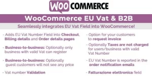 Unlock seamless EU VAT compliance with WooCommerce EU VAT  B2B (WCEV). This plugin adds an essential EU VAT Number Field to your store