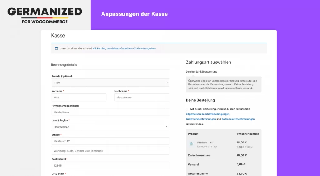 Extends WooCommerce Germanized with professional features such as PDF invoices