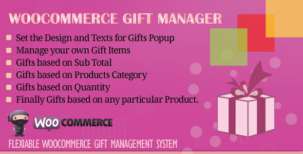 “WooCommerce Gift Manager” is a WordPress WooCommerce plugin to manage the Gifts of your store to promote your online eCommerce shop and keep your customers encourage to purchase more from your online shop by giving a free gift.  “WooCommerce Gift Manager”  allows you to manage or create free gift products/items…