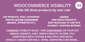 With WooCommerce Products Visibility plugin you can decide which products will be visible site-wide for each user role. Bear in mind that WooCommerce Products Visibility is the ONLY plugin that offers you combined visibility rules. That means that you can hide products