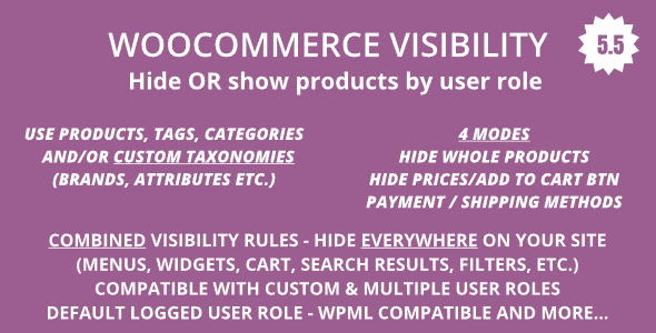 With WooCommerce Products Visibility plugin you can decide which products will be visible site-wide for each user role. Bear in mind that WooCommerce Products Visibility is the ONLY plugin that offers you combined visibility rules. That means that you can hide products