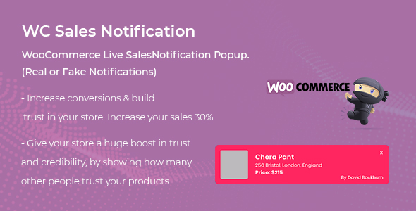 WC Sales Notification is a plugin for Showing your orders or fake notification on your website. You can show the notification all pages in your website. It gives you awesome features