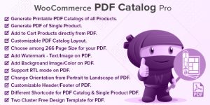 The WooCommerce PDF Catalog Pro is the next generation WordPress plugin is an all-in-one solution for storeowners looking to publicize their store online as well as offline.