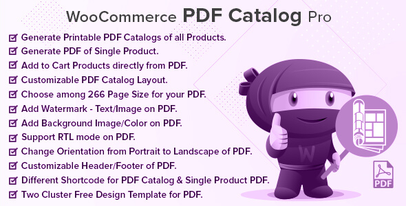 The WooCommerce PDF Catalog Pro is the next generation WordPress plugin is an all-in-one solution for storeowners looking to publicize their store online as well as offline.