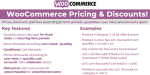 The WooCommerce Pricing  Discounts! plugin (WCTBP) is a powerful tool that allows the shop admin to create price and discount rules that dynamically set products price