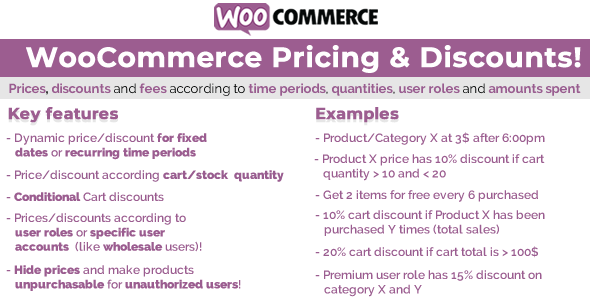 The WooCommerce Pricing  Discounts! plugin (WCTBP) is a powerful tool that allows the shop admin to create price and discount rules that dynamically set products price