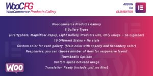 Welcome to Woocommerce Products Gallery. With this awesome plugin you can build your Woocommerce Products Gallery in 1 minute. Features Woocommerce Products Gallery: Woocommerce Products Gallery 5 Gallery Types (Prettyphoto