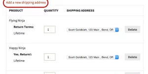 Allow customers to ship orders with multiple products or quantities to separate addresses instead of forcing them to place multiple orders for different delivery addresses.