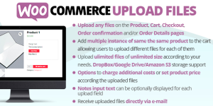 The WooCommerce Upload Files plugin WordPress plugin allows customers to upload files while placing an order on a WooCommerce store. This plugin is particularly useful for stores that sell customizable products such as t-shirts