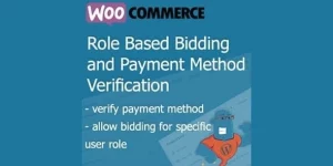 WooCommere Simple Auction Role-Based Bidding and Payment Method Verification features Enables only specific role to bid. Purchase the specific product and get your role changed to one that can place a bid. Verifies payment method.