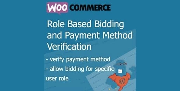 WooCommere Simple Auction Role-Based Bidding and Payment Method Verification features Enables only specific role to bid. Purchase the specific product and get your role changed to one that can place a bid. Verifies payment method.