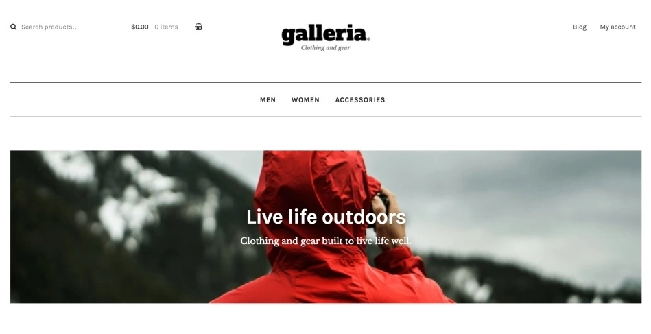 Galleria has a minimalist design that highlights your product images to grab a visitor’s attention