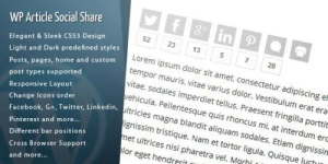 The Article Social Share plugin adds a sleek social bar in your articles and pages