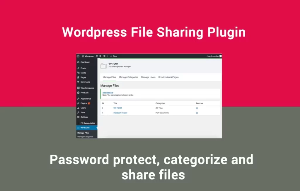 Easily create downloadable files from any format (PDF/ZIP/Image/Audio/Etc) and share them for downloading. Admin creates the uploads and also creates users  categories. Users will then be able to access and download the files only from categories they've been assigned to. Simple