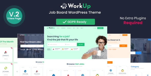 Discover Workup - a versatile Job Board WordPress Theme with advanced features. Get it now on Bevaultx