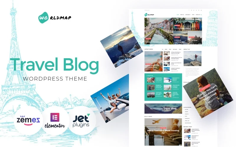 A great variety of capacities and features are now available with the travel blog website template powered by WordPress. The combination of modern design and functionality makes this template the best of its kind. This theme will be useful both for travel bloggers