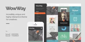 WowWay is an incredibly  unique  and highly  interactive  WordPress theme for  creative portfolios . Based on a  responsive  grid