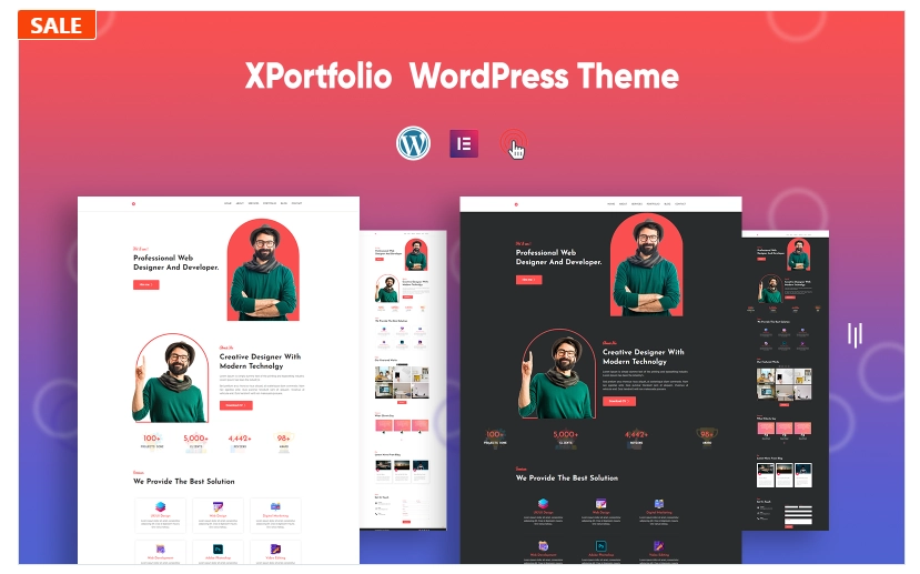 Create a stunning portfolio with XPortfolio – a versatile WordPress theme featuring light and dark modes. Easily customize with Elementor