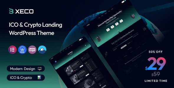 Launch your crypto project with XECO ICO Crypto Landing WordPress Theme. Modern